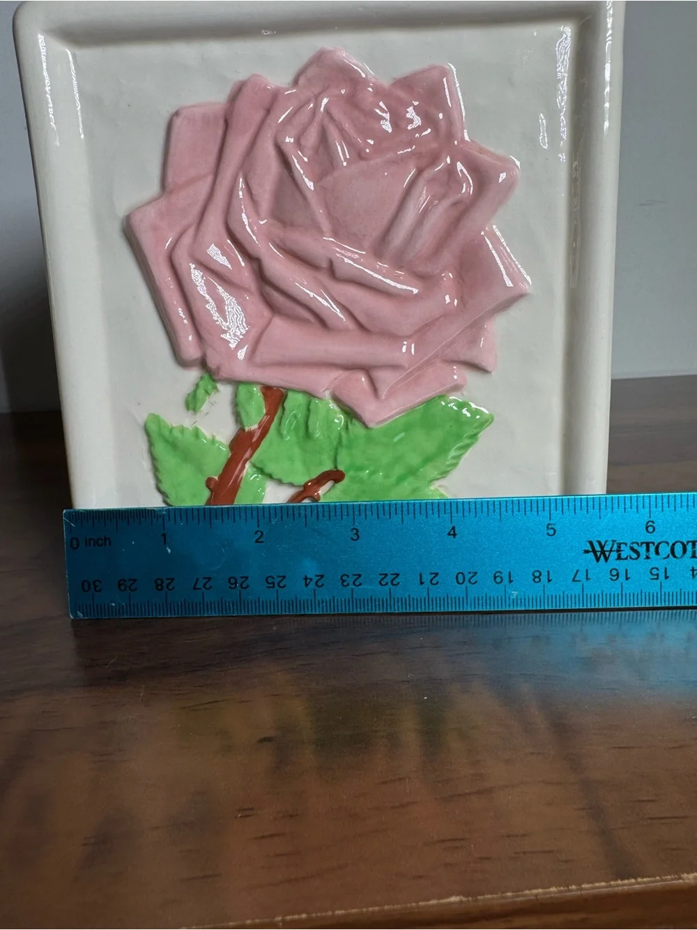 Vintage 1978 Sitter Ceramic Rose Tissue Box Cover Pink Floral